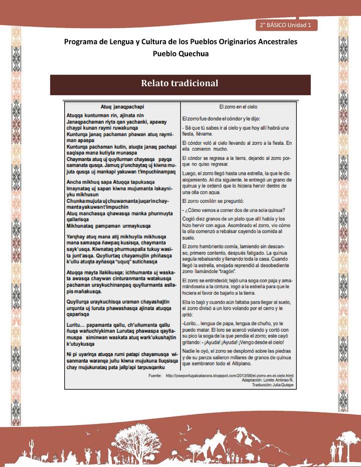 QUECHUA-LC02-U01-Orientaciones al docente - Relato tradicional