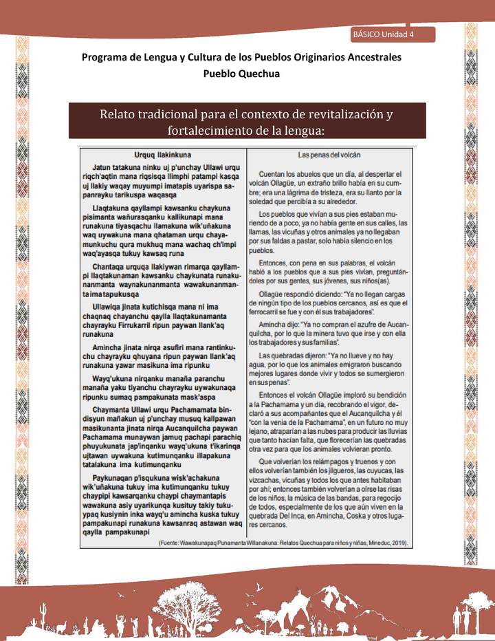 QUECHUA-LC02-U04-Orientaciones al docente - Relato Las penas del volcán II