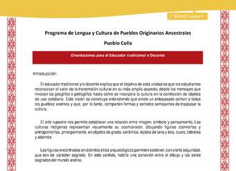 Orientaciones al docente - LC01 - Colla - U4 - Introducción