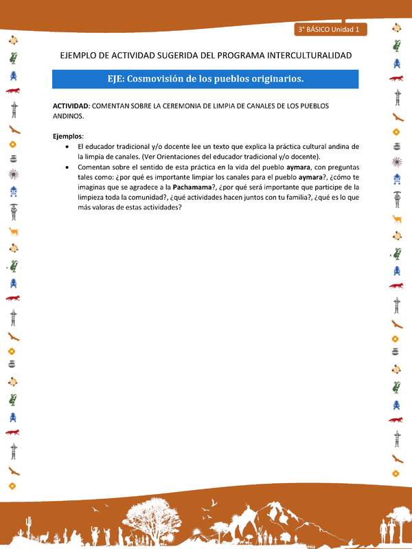 Comentan sobre la ceremonia de limpia de canales de los pueblos andinos Comentan sobre la ceremonia de limpia de canales de los pueblos andinos