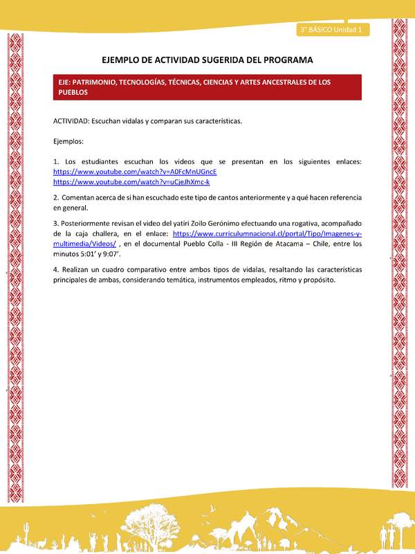 08-Actividad Sugerida LC03 COL-U01-OA16-Escuchan vidalas y comparan sus características 08-Actividad Sugerida LC03 COL-U01-OA16-Escuchan vidalas y comparan sus características