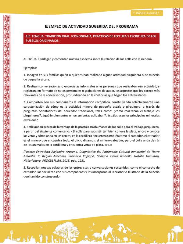 03-Actividad Sugerida LC03 COL-U01-LS01-Indagan y comentan nuevos aspectos sobre la relación de los colla con la minería 03-Actividad Sugerida LC03 COL-U01-LS01-Indagan y comentan nuevos aspectos sobre la relación de los colla con la minería