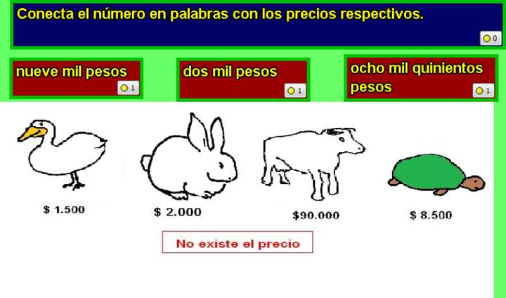 Conectar número en palabras con precio respectivo