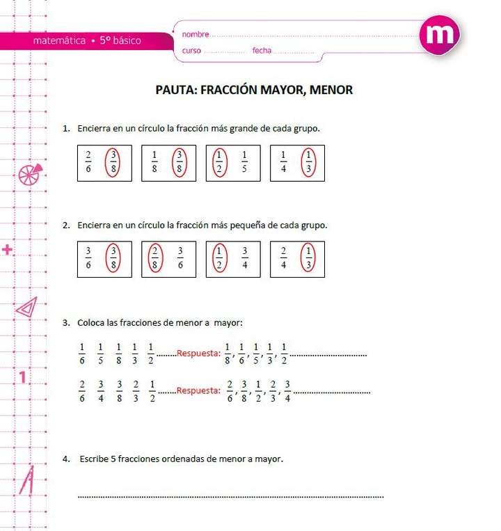 Comparar fracciones (II)