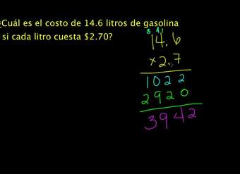 Multiplicación de decimales. Ejemplo 2