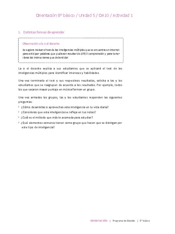 Orientación 8° básico-Unidad 5-OA10-Actividad 1