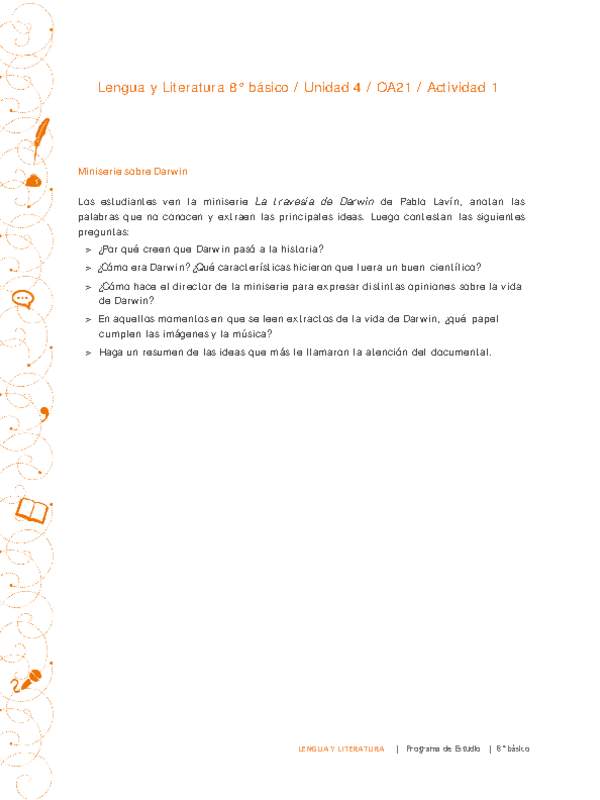Lengua y Literatura 8° básico-Unidad 4-OA21-Actividad 1