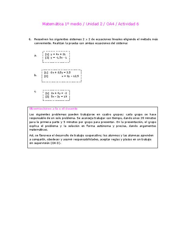 Matemática 1 medio-Unidad 2-OA4-Actividad 6