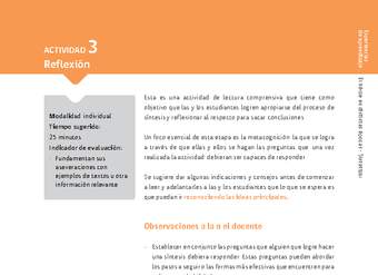 Sugerencia para el profesor: Actividad 3: Reflexión