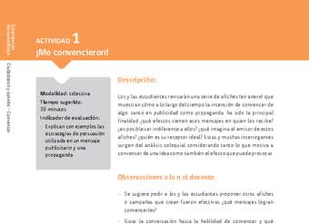 Sugerencia para el profesor: Actividad 1: ¡Me convencieron!