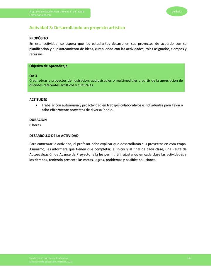 Actividad 3: Desarrollando un proyecto artístico