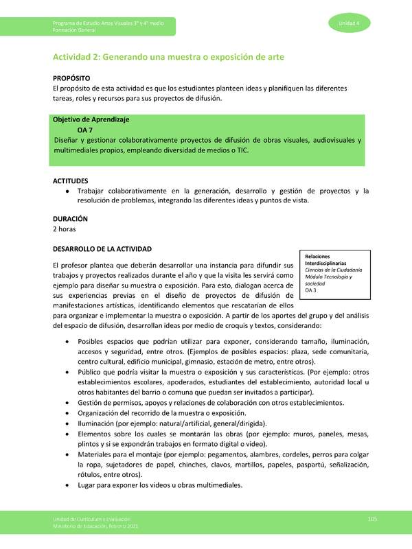 Actividad 2: Generando una muestra o exposición de arte