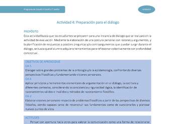 Actividad 4: Preparación para el diálogo