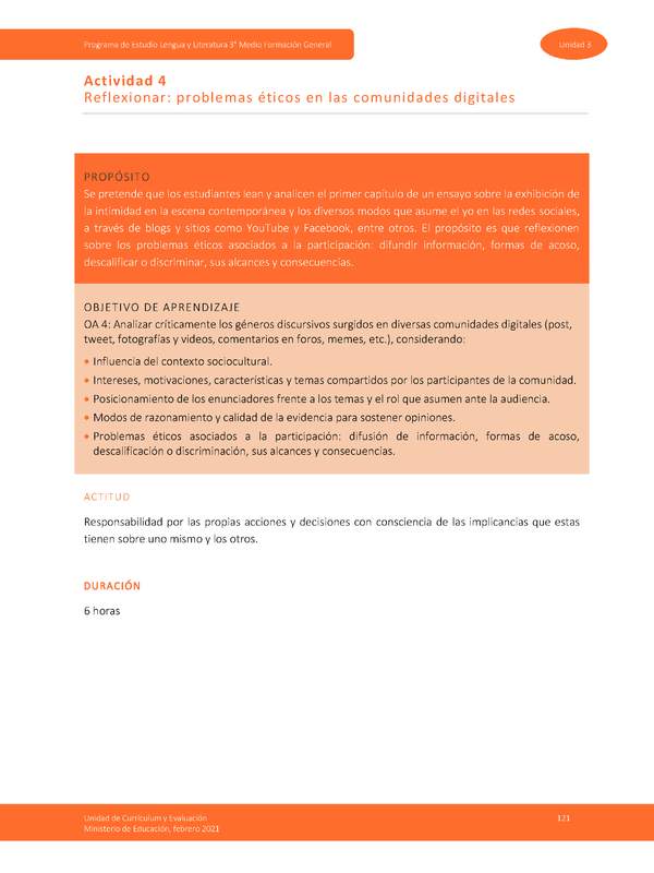 Actividad 4: Reflexionar: problemas éticos en las comunidades digitales