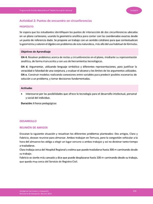 Actividad 2: Puntos de encuentro en circunferencias
