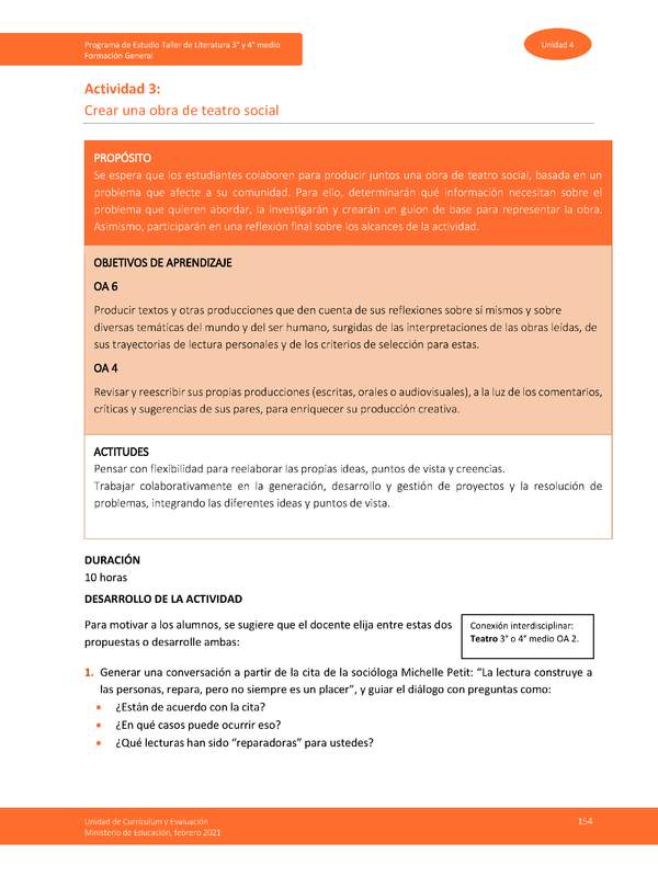 Actividad 3: Crear una obra de teatro social