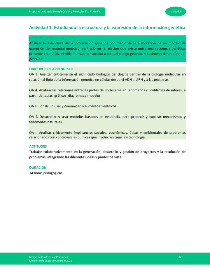 Actividad 1: Estudiando la estructura y la expresión de la información genética
