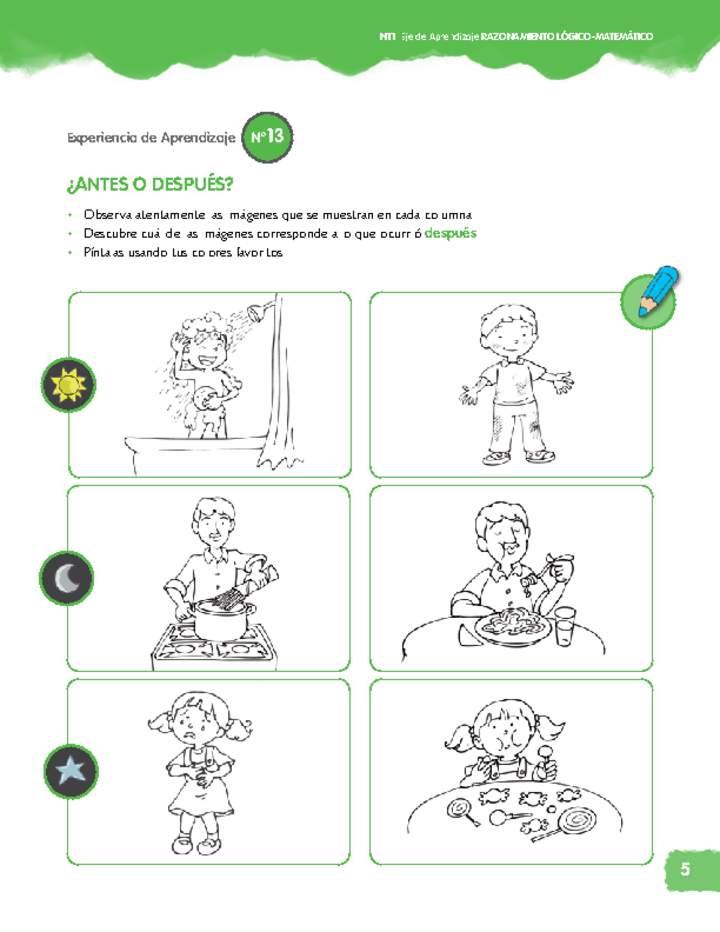 Pensamiento matemático NT1 o Prekinder - Actividad 05