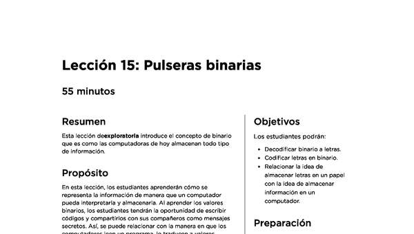 Lección 15: Pulseras Binarias