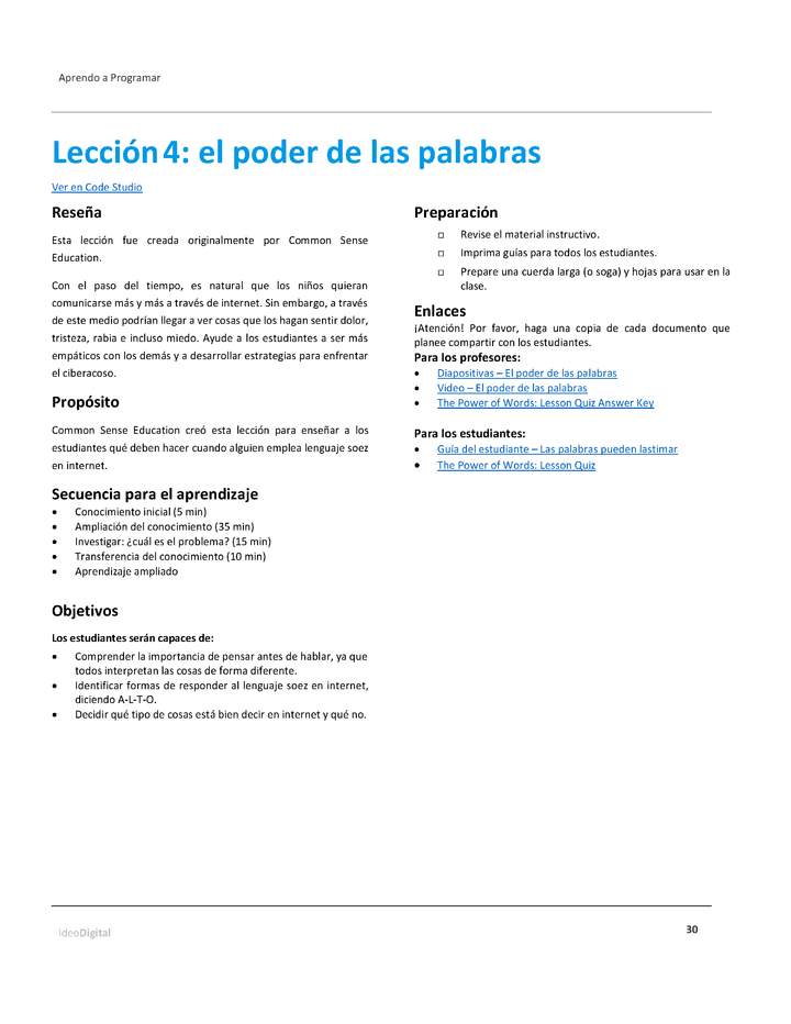 Unidad 1 - Lección4: el poder de las palabras