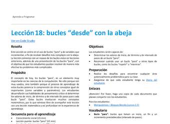 Unidad 3 - Lección 18: bucles “desde” con la abeja