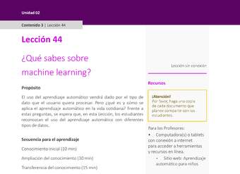Unidad 2 - Lección 44: ¿Qué sabes sobre machine learning?