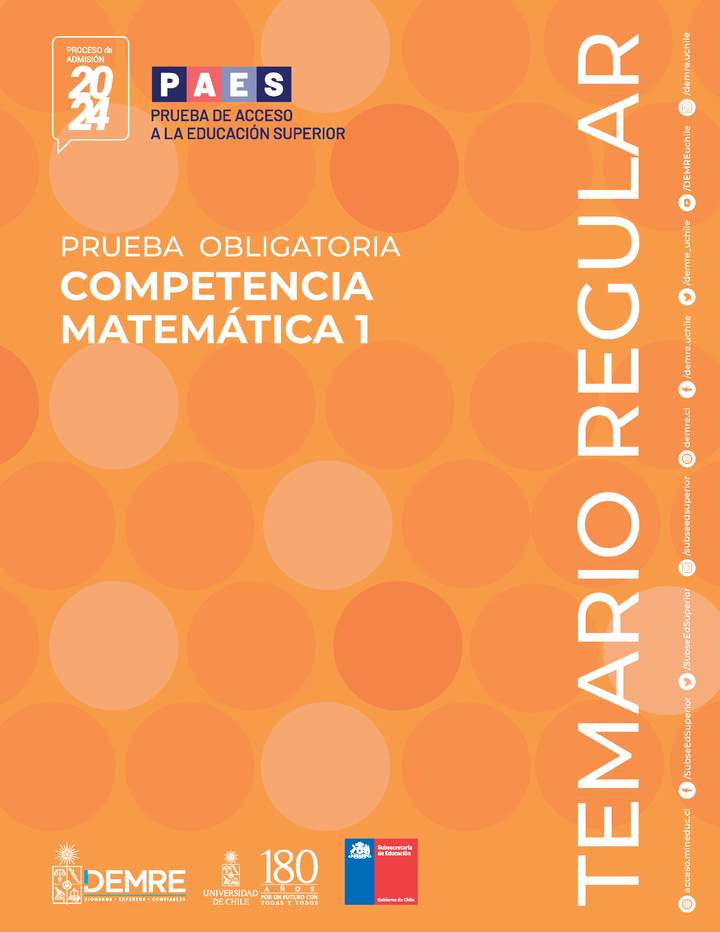 Temario PAES Regular Competencia Matemática 1