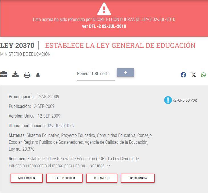 Establece la Ley General de Educación (LGE)
